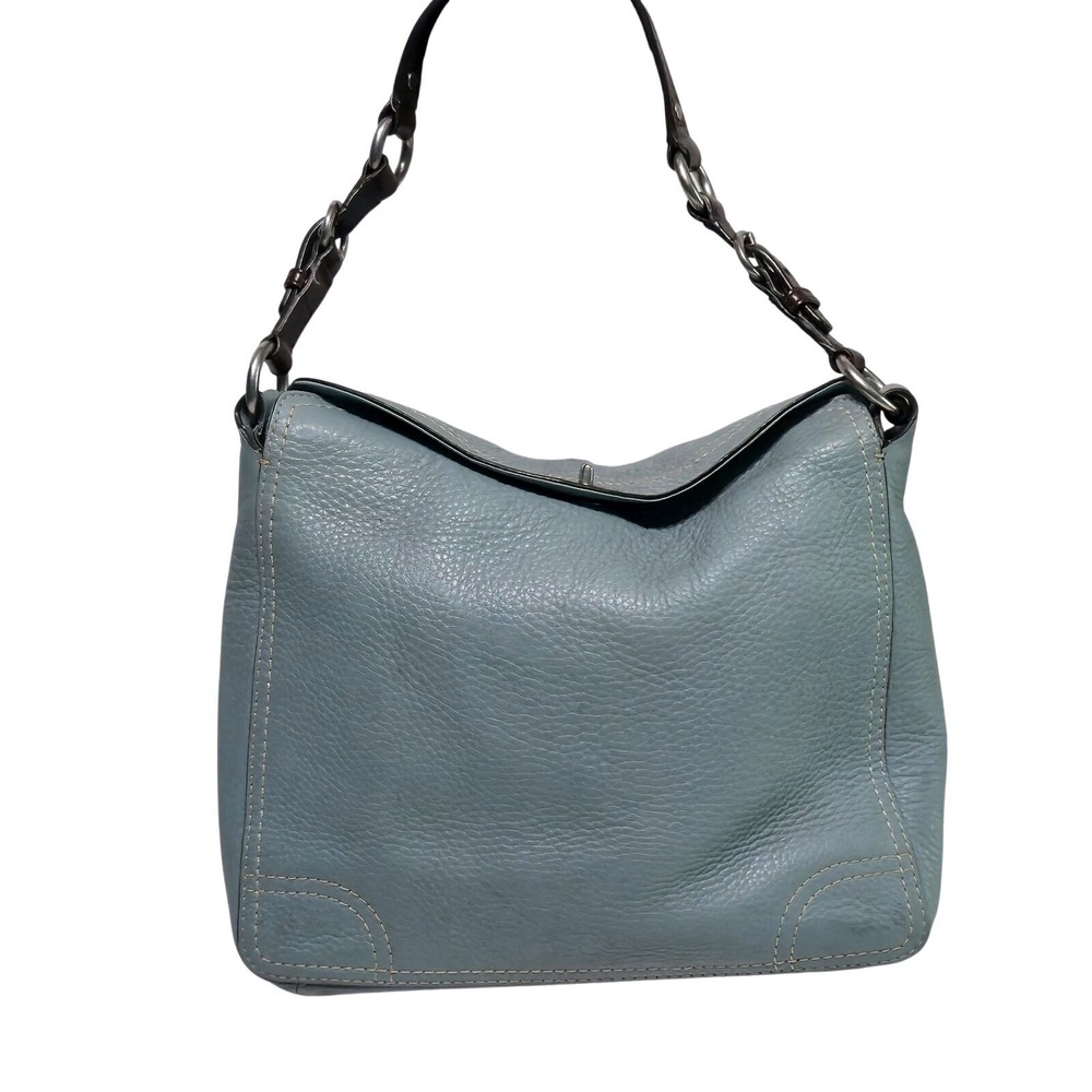 COACH Chelsea Hobo Bag Teal Pebbled Leather Turn Lock Shoulder Purse F12338 - Picture 2 of 9